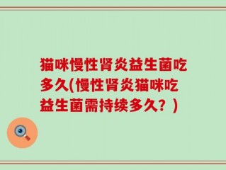 猫咪慢性肾炎益生菌吃多久(慢性肾炎猫咪吃益生菌需持续多久？)