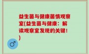 益生菌与健康菌情观察室(益生菌与健康：解读观察室发现的关键！)