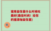 猪用益生菌什么时候吃最好(最佳时间！给你的猪添加益生菌)