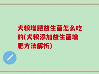 犬粮增肥益生菌怎么吃的(犬粮添加益生菌增肥方法解析)