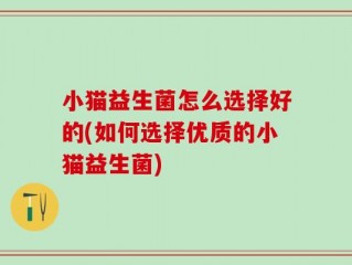 小猫益生菌怎么选择好的(如何选择优质的小猫益生菌)