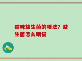猫咪益生菌的喂法？益生菌怎么喂猫