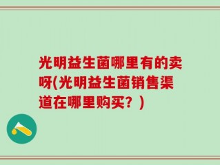 光明益生菌哪里有的卖呀(光明益生菌销售渠道在哪里购买？)