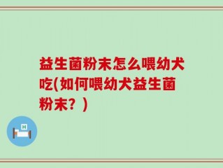 益生菌粉末怎么喂幼犬吃(如何喂幼犬益生菌粉末？)