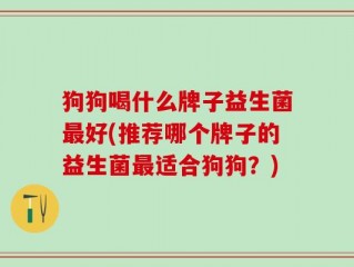 狗狗喝什么牌子益生菌最好(推荐哪个牌子的益生菌最适合狗狗？)