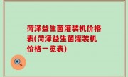 菏泽益生菌灌装机价格表(菏泽益生菌灌装机价格一览表)