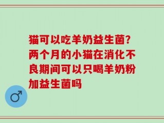 猫可以吃羊奶益生菌？两个月的小猫在消化不良期间可以只喝羊奶粉加益生菌吗