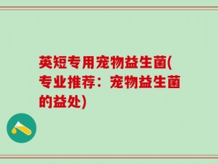 英短专用宠物益生菌(专业推荐：宠物益生菌的益处)