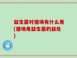 益生菌对猪场有什么用(猪场用益生菌的益处)
