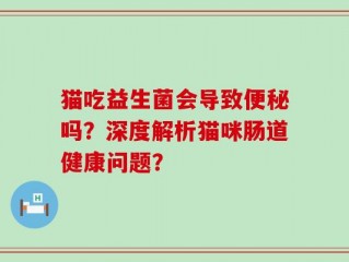 猫吃益生菌会导致便秘吗？深度解析猫咪肠道健康问题？