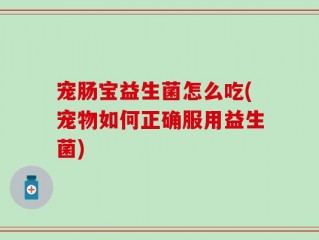 宠肠宝益生菌怎么吃(宠物如何正确服用益生菌)