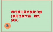哪种益生菌定植能力强(强定植益生菌，益处多多)