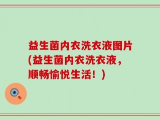 益生菌内衣洗衣液图片(益生菌内衣洗衣液，顺畅愉悦生活！)