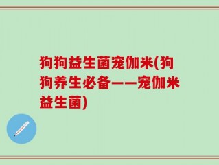 狗狗益生菌宠伽米(狗狗养生必备——宠伽米益生菌)