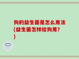 狗的益生菌是怎么用法(益生菌怎样给狗用？)