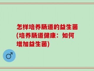 怎样培养肠道的益生菌(培养肠道健康：如何增加益生菌)