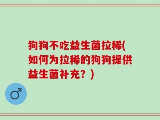狗狗不吃益生菌拉稀(如何为拉稀的狗狗提供益生菌补充？)