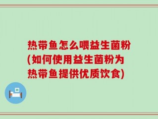 热带鱼怎么喂益生菌粉(如何使用益生菌粉为热带鱼提供优质饮食)