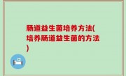 肠道益生菌培养方法(培养肠道益生菌的方法)