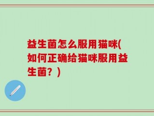 益生菌怎么服用猫咪(如何正确给猫咪服用益生菌？)