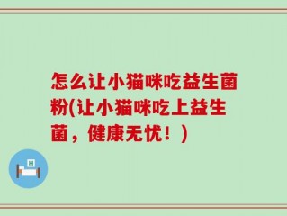 怎么让小猫咪吃益生菌粉(让小猫咪吃上益生菌，健康无忧！)