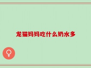 龙猫妈妈吃什么奶水多