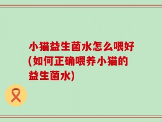 小猫益生菌水怎么喂好(如何正确喂养小猫的益生菌水)