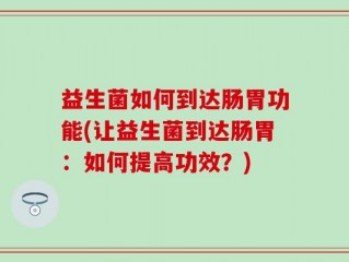 益生菌如何到达肠胃功能(让益生菌到达肠胃：如何提高功效？)
