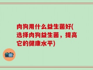 肉狗用什么益生菌好(选择肉狗益生菌，提高它的健康水平)