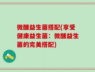 微醺益生菌搭配(享受健康益生菌：微醺益生菌的完美搭配)