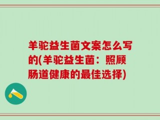 羊驼益生菌文案怎么写的(羊驼益生菌：照顾肠道健康的最佳选择)