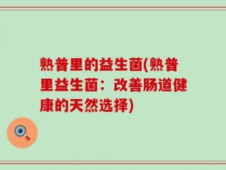 熟普里的益生菌(熟普里益生菌：改善肠道健康的天然选择)