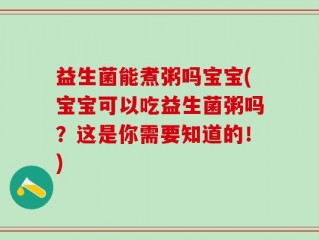 益生菌能煮粥吗宝宝(宝宝可以吃益生菌粥吗？这是你需要知道的！)