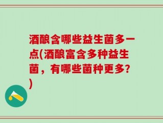 酒酿含哪些益生菌多一点(酒酿富含多种益生菌，有哪些菌种更多？)
