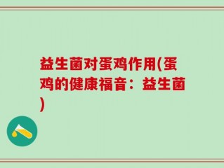 益生菌对蛋鸡作用(蛋鸡的健康福音：益生菌)