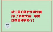 益生菌的菌种有哪些图片(了解益生菌：掌握这些菌种就够了)