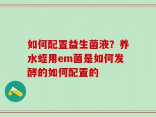 如何配置益生菌液？养水蛭用em菌是如何发酵的如何配置的