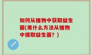 如何从植物中获取益生菌(用什么方法从植物中提取益生菌？)