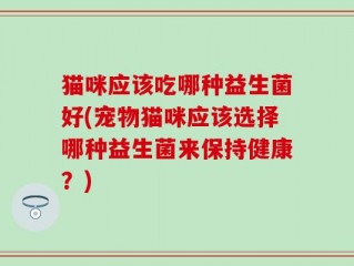 猫咪应该吃哪种益生菌好(宠物猫咪应该选择哪种益生菌来保持健康？)