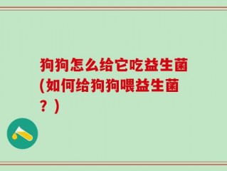 狗狗怎么给它吃益生菌(如何给狗狗喂益生菌？)