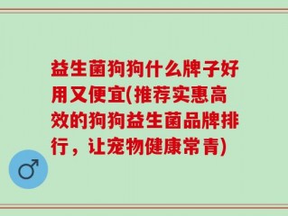 益生菌狗狗什么牌子好用又便宜(推荐实惠高效的狗狗益生菌品牌排行，让宠物健康常青)