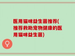 医用猫咪益生菌推荐(推荐救助宠物健康的医用猫咪益生菌)