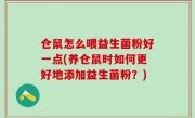 仓鼠怎么喂益生菌粉好一点(养仓鼠时如何更好地添加益生菌粉？)