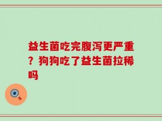 益生菌吃完腹泻更严重？狗狗吃了益生菌拉稀吗