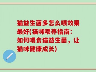 猫益生菌多怎么喂效果最好(猫咪喂养指南：如何喂食猫益生菌，让猫咪健康成长)