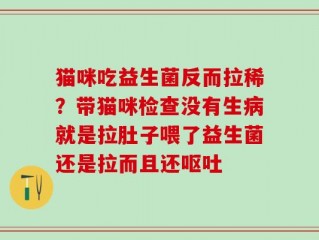 猫咪吃益生菌反而拉稀？带猫咪检查没有生病就是拉肚子喂了益生菌还是拉而且还呕吐