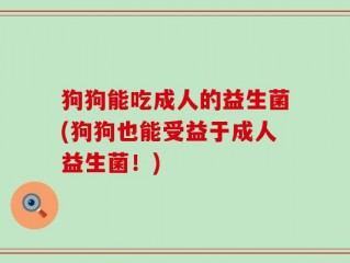 狗狗能吃成人的益生菌(狗狗也能受益于成人益生菌！)