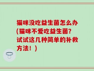 猫咪没吃益生菌怎么办(猫咪不爱吃益生菌？试试这几种简单的补救方法！)