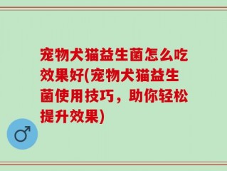 宠物犬猫益生菌怎么吃效果好(宠物犬猫益生菌使用技巧，助你轻松提升效果)