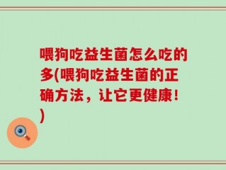 喂狗吃益生菌怎么吃的多(喂狗吃益生菌的正确方法，让它更健康！)